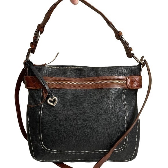 Brighton black brown leather two way bag